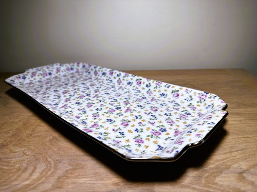 Large Vintage French Limoges Chintz Bread/Sandwich Tray by AJC France - Picture 2 of 5