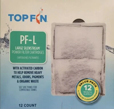 TOP FIN SILENSTREAM PF-L FILTER Cartridge ~ 12 Count/box ~ 6.5" in x 4.5" in
