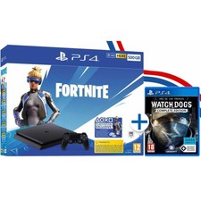 CONSOLE PS4 SLIM 500 GO NOIR + VOUCHER FORTNITE + WATCH DOGS COMPLETE EDITION