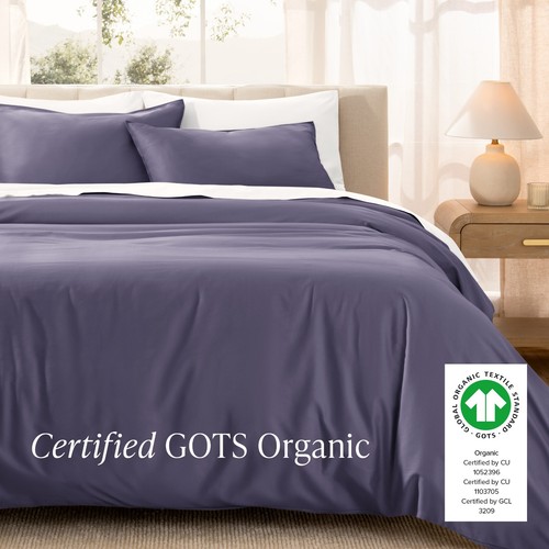 Bare Home Organic Cotton Sateen Duvet Cover Set - Smooth Sateen Weave - Picture 26 of 71