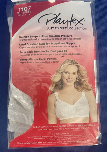 *PLAYTEX JUST MY SIZE* WEISSER BH VORNE LEICHT ZU SCHLIESSEN & OHNE BÜGEL *GR. 44B