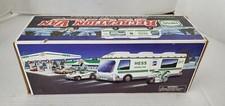 Vintage 1998 Hess Toy RV Recreation Van with Dune Buggy & Motorcycle New In Box