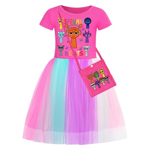 Kids Girls Sprunki Costume Rainbow Stars Tutu Skirts Birthday Party Fancy Dress - Picture 18 of 72