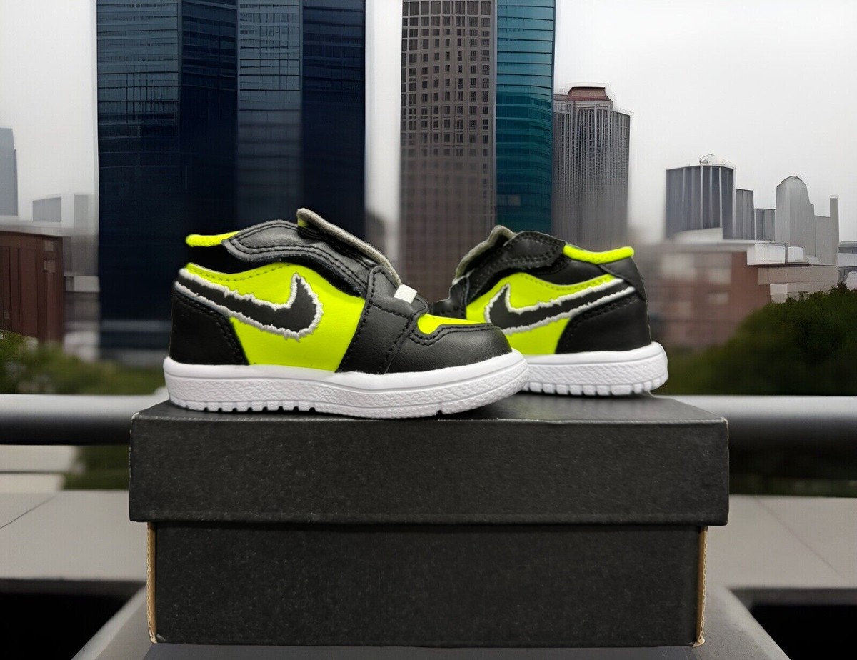 Nike Air Jordan 1 Low Neon Yellow Black Panther Shoes DX6668-701