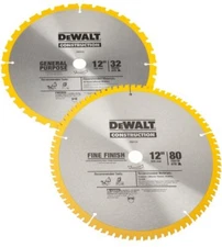 DEWALT DW3128P5 80 Tooth and 32T ATB Thin Kerf 12-inch Crosscutting Miter Saw...
