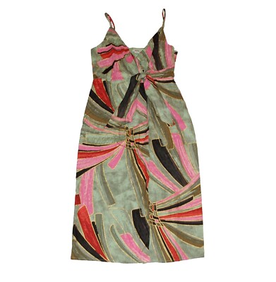 NWOT Jason Wu Linen Blend Surplice Faux Wrap Tie Front Midi Dress Tropical  6 | eBay