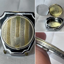 Antique EAM Elgin American Compact Guilloché & Enamel  Mirrored Powder Box