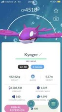 Pokémon G0 -- Shiny Kyogre Level 50 + 3 moves for PVP Master League