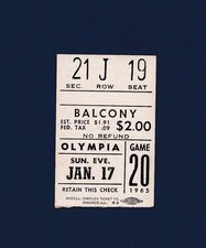 Red Wings vs Rangers 1965 hockey ticket stub- Camille Henry Hat Trick