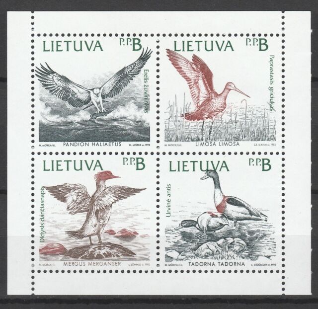 Lithuania 1992 Birds 4 MNH stamps