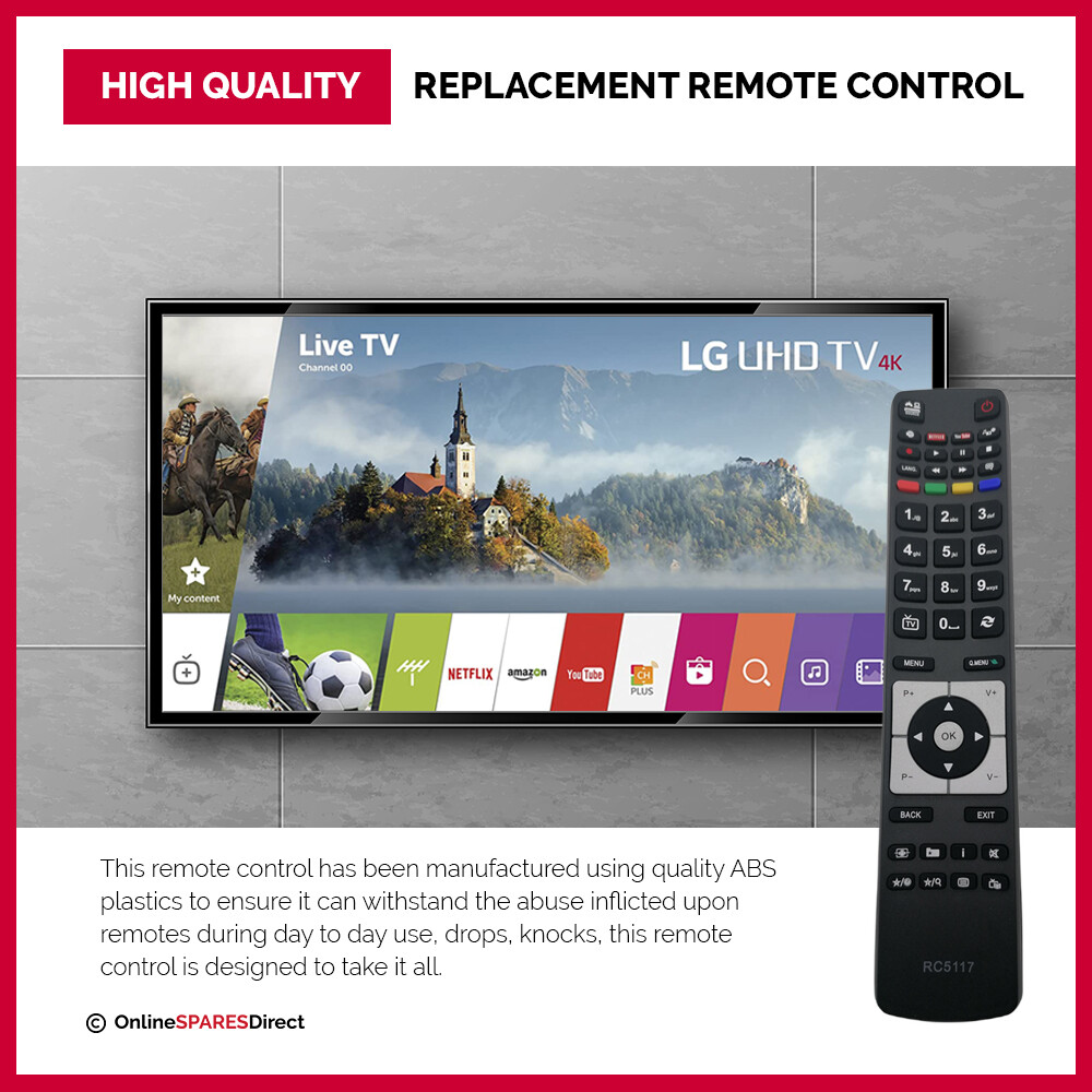 Telecomando Universale RC5117 Per TV Hitachi – Sostituzione Originale Con Tasti Netflix E YouTube