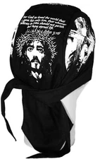 Black Christian Bandana Skull Cap Jesus Christ John 3:16 Doo Rag Chemo Head Wrap