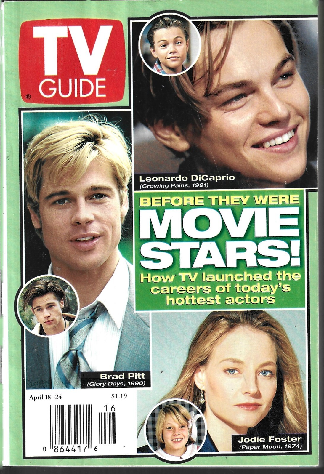 Tv Guide Magazine April 18-24 1998 (Fn/Vf) Brad Pitt, Jodie Foster
