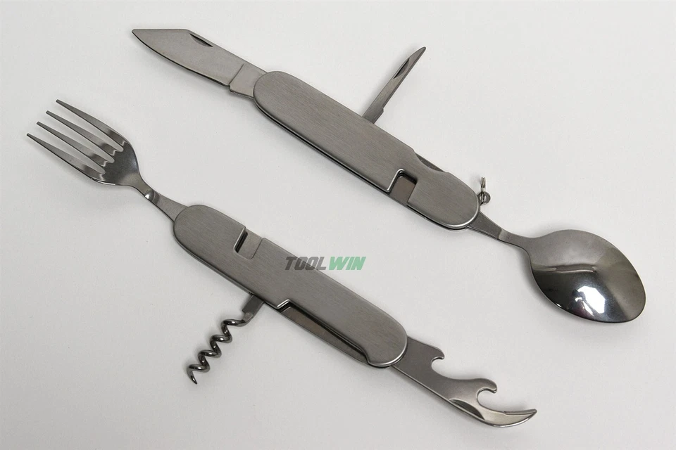 Camping Eating Utensil Set Folding Emergency Cutlery Knife Fork Spoon Kit - Image 2 of 4
