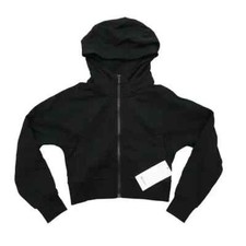 New Lululemon Cotton French Terry Zip Hoodie Black Womens Size 8