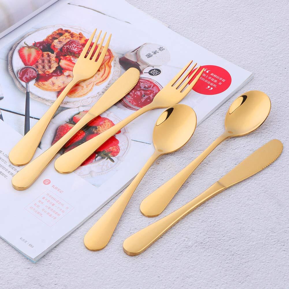 Flatware Silverware Sets 6pcs 18/8 Stainless Steel Student Cutlery Serving For 2