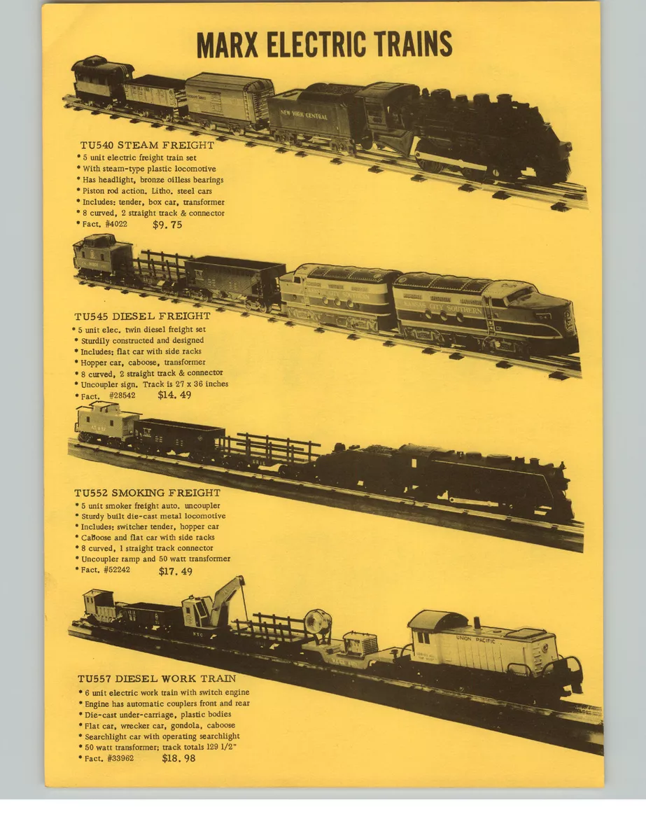 1957 PAPER AD Marx Toy Play Mechanical Electric Train Sets Steam