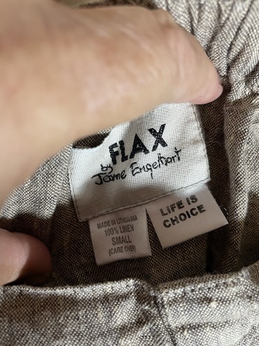 Flax Small 28” Waist L 31” 100% Linen Beige Pockets Quality Classic Career Wear - Picture 7 of 8