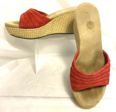 UGG Womens Alvina Pleated Suede Slingback Wedge Size 7 Red *U