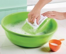 Hand Washing Clothes Basin with Washboard Plastic Laundry Bowl 13 x 40cm Dia.