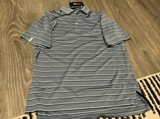 RLX Ralph Lauren Golf Wicking Polo Shirt Striped Blue Men s Size: Large NWT