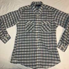 Vintage 70  s JC Penney Plain Pocket Shirt Mens Large Lightweight Plaid Retro