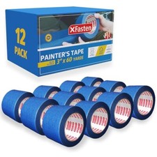 Blue Painters Tape Bulk 3-Inch x 60-Yards 12-Pack 2160ft Total Wall Safe Blue...