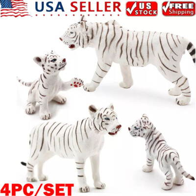 White Tiger Family Set Wildlife Animal Models Resin Figure Xmas Gift For Kid HOT