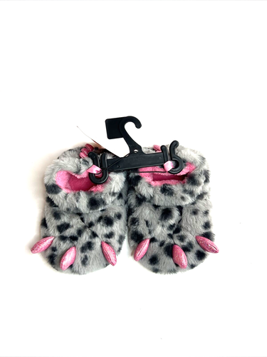 NEW WONDER NATION Baby Girls Sz 6 Fuzzy Monster Pink Claw Foot Slippers Booties - Picture 2 of 11