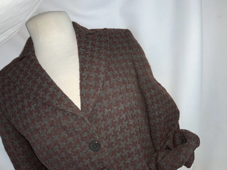 Chaqueta Blazer Zanella Talla 4 Gris Borgoña Lana Hasta la Cintura Italia YGI B0-338 Foto 3 de 4