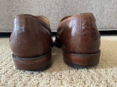 Lucchese Dark Brown Leather Slip-On Loafers Lucchese Bootmaker Regis Brown Leather Loafer Sz 8 Shoes  main image 4