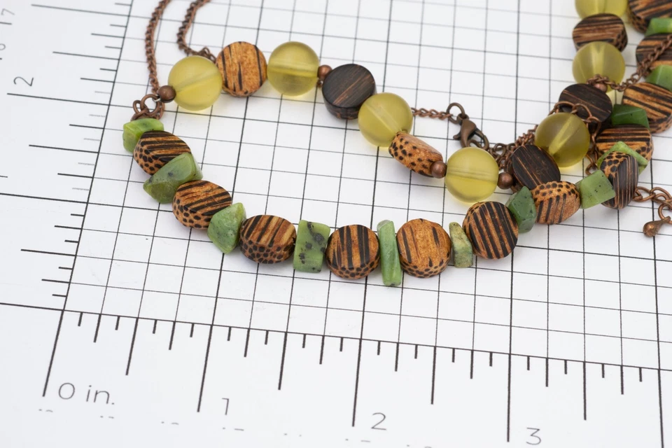 Ágata de madera verde y marrón retro años 60 renacimiento otoño locos mod GoGo Art Deco Foto 3 de 4