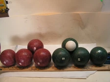 Vintage BOCCE Ball SET Bowling Game by Sportcraft 8 Balls 4" 1 Jack 2 1/2  ITALY