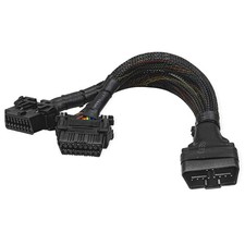 OBD2 16 Pin Male to 2 Female Extension Cable Splitter Adapter Connector
