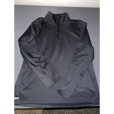 Layer 8 Mens Qwick-Dry Quarter Zip Pullover Black Athletic Training Shirt XL