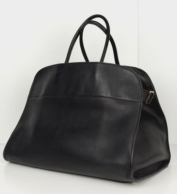 The Row Soft Margaux 17 Tote Bag in Black Leather D1