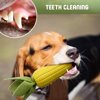 Dog Toys for Aggressive Chewers, Indestructible Tough Squeaky Corn Chew Toy f...