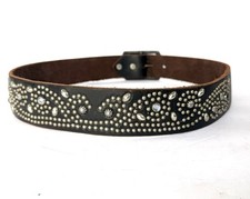Black Brown Joed Filigree Studded Belt Medium Large . Unique Limited Edition