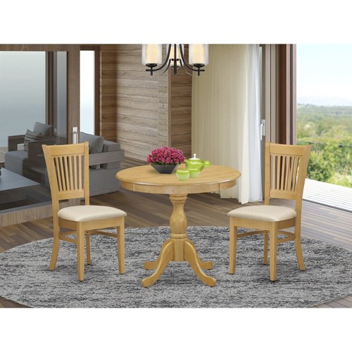 East West Furniture 3 Piece Dining Table Set Contains 1 Round Pedestal Table... - Picture 11 of 11