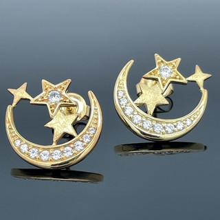 OHRSTECKER MOND & STERNE AUS 925/ SILBER VERGOLDET MIT ZIRKONIA SCHMUCKJAGD