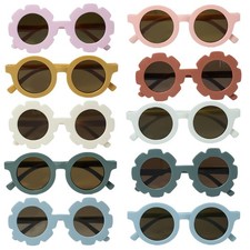 10 Pairs Round Flower Kids Sunglasses, Flexible Bendable Baby Toddler Flower ...