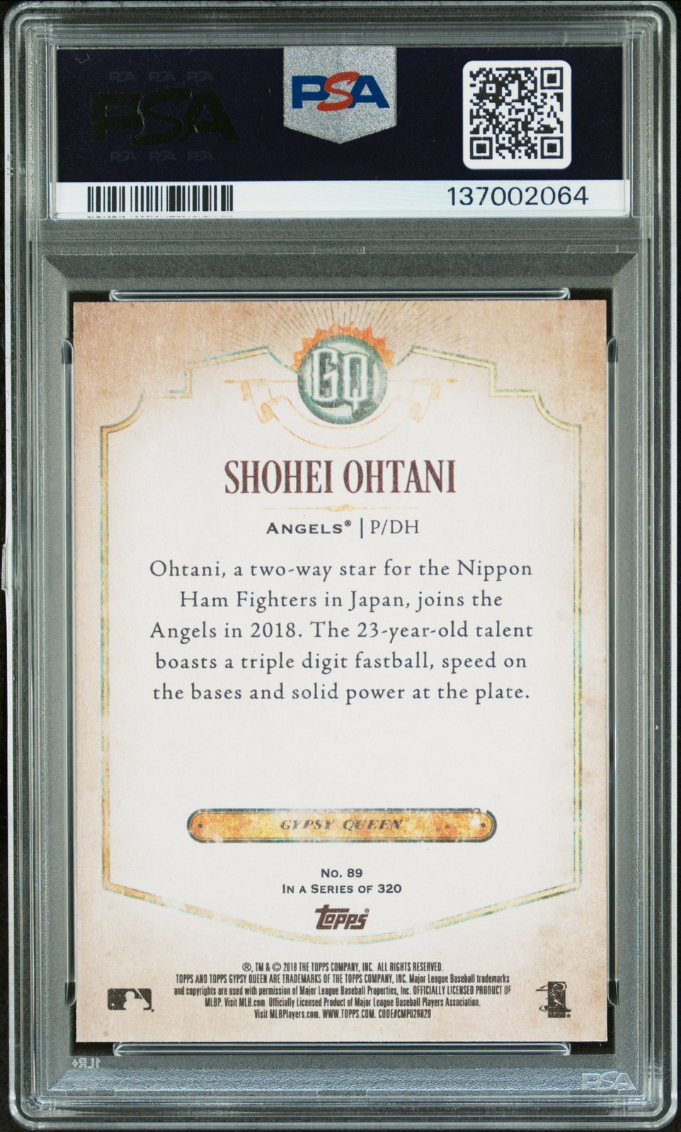 2018 TOPPS GYPSY QUEEN #89 SHOHEI OHTANI ROOKIE RC PSA 10 view 2
