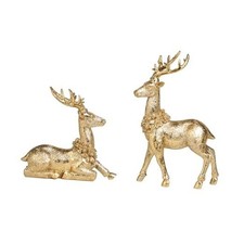 2pcs Gold Reindeer Decor, Christmas Deer Figurines Tabletop Home Decorations