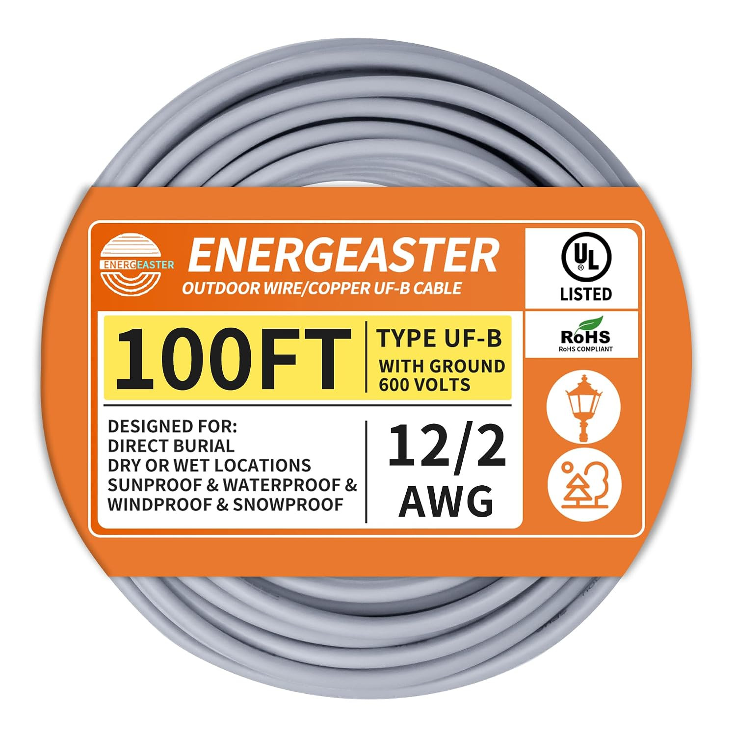 12/2 UF-B 100FT Solid Underground Feeder Direct Burial Cable