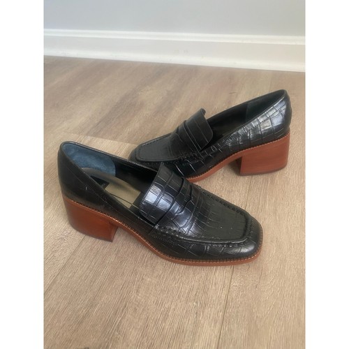 Dolce Vita Talia Loafer Pump Block Heel Office Leather Slip On Size 9.5