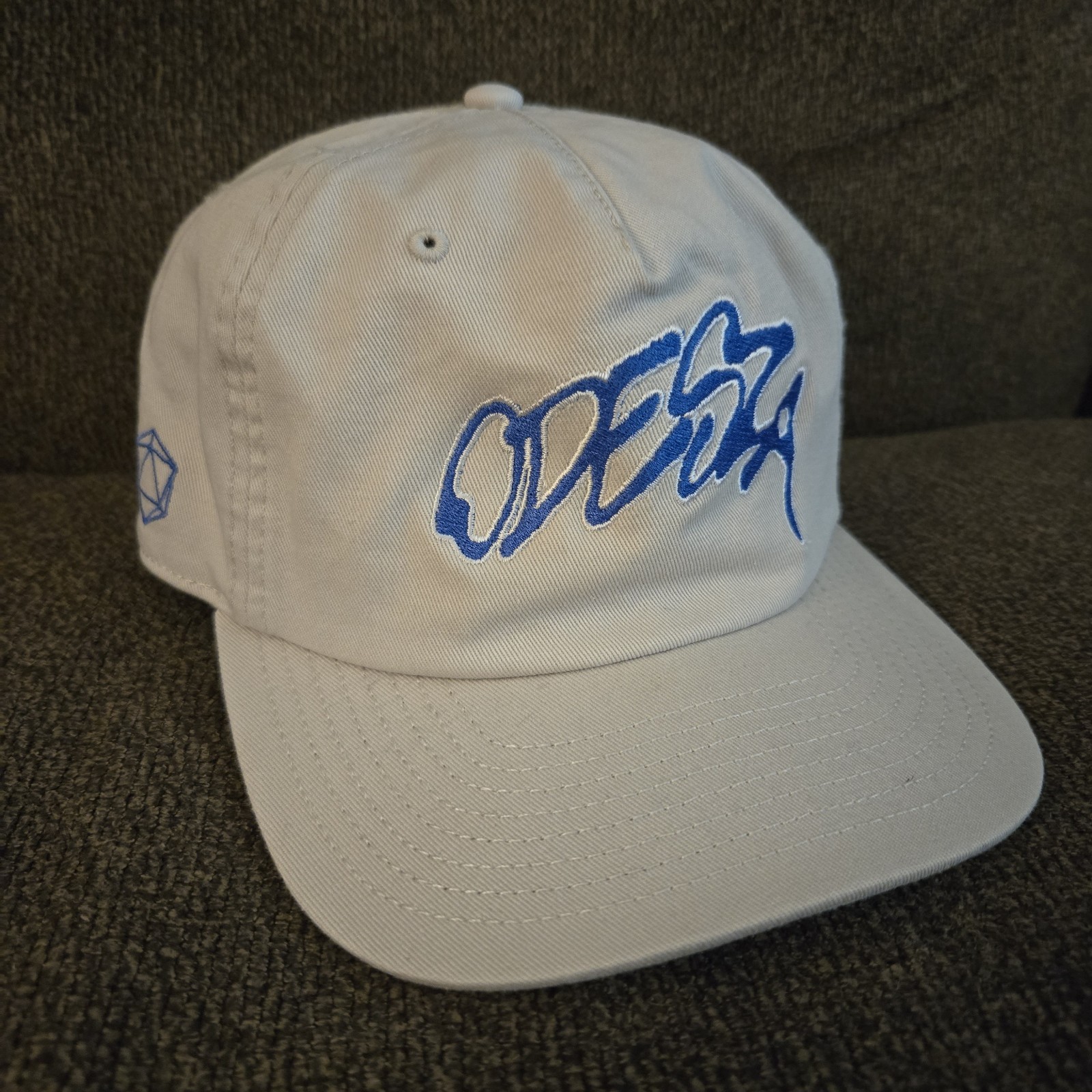 Light Grey Odesza Hat Blue Embroidered Logo Adjustable
