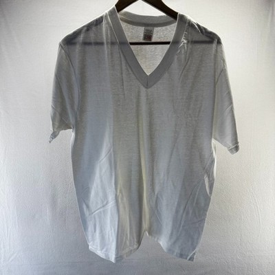 Vintage Blank Shirt Mens large White Thin Deadstock V Neck Fruit The Loom NEW