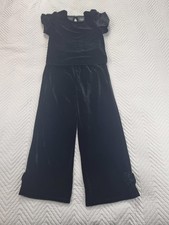 Primark Black Velvet Co-Ord Set 7-8Y 128cm Velour