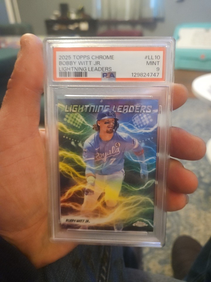 BOBBY WITT JR. 2025 TOPPS CHROME LIGHTNING LEADERS REFRACTOR SP A Q4060 Psa 9