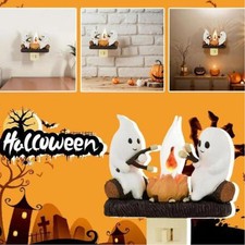 Urocza lampa ogniskowa duchów, lampka nocna duch, dekoracja ducha led na Halloween ~